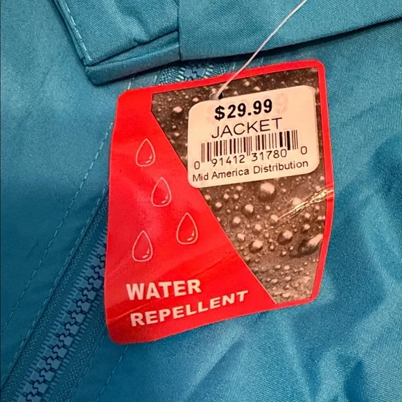 Women’s large Teal Hooded Rain Jacket Up North could be worn by a man too NWT - Picture 9 of 9